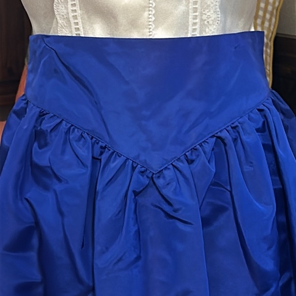 Vintage 80s Gunne Sax Blue Midi A-Line Pleated Taffeta Skirt size 7 or small - Picture 2 of 14